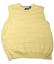 Chaps Mens Pullover Sweater Vest Size XL Yellow Golf Classic Striped Grandpa - £14.15 GBP