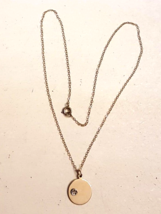Rhinestone Circle Pendant on 16&quot; Gold Plated NECKLACE VTG spring ring - £15.72 GBP