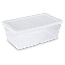 Sterilite 6 Quart Clear Plastic Stacking Storage Container Tote with White Lid f - £85.52 GBP