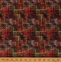 Cotton African Primitive Geo Drawings Black Fabric Print by the Yard D378.46 - £10.15 GBP