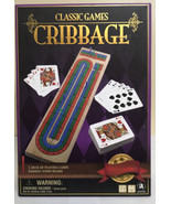 New Classic Games CRIBBAGE Folding wood board &amp; Deck of Playing Cards - $7.59