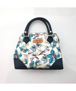 New Handmade Blue Faux Leather Flower Bird Crossbody Satchel Bag 7.5&quot; x ... - £54.43 GBP