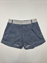 Rachel Roy Women Size 4 (Measure 30x3) Blue Cuffed Linen Blend Casual Shorts - £7.04 GBP