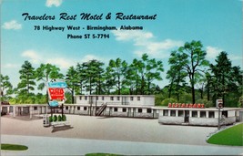 Travelers Rest Motel and Restaurant Birmingham Alabama Postcard PC414 - £3.92 GBP