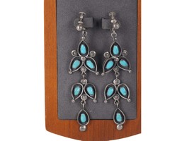 Vintage Zuni Native American Sterling turquoise Chandelier style screw back earr - £311.46 GBP