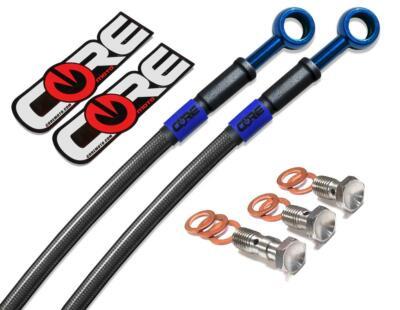 Honda Grom (Non-ABS) Brake Lines 2016-2025 Carbon and Blue Front Rear St... - $131.77