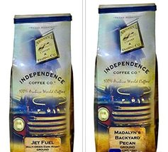 Independence coffee bundle. Pecan and dark roast ground 12 oz bags. DMC SPOON in - $49.46