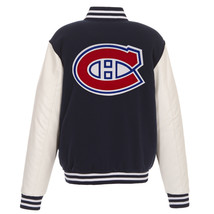 NHL Montreal Canadiens Reversible Fleece Jacket PVC Sleeves Embroidered Logos JH - £99.09 GBP