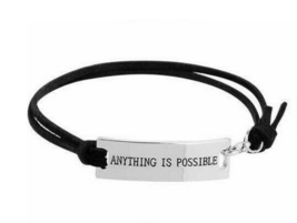 Inspirational Bracelet ~ &quot;Anything Is Possible&quot; Adjustable ~ Black Laces - £11.95 GBP