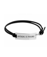 Inspirational Bracelet ~ &quot;ANYTHING IS POSSIBLE&quot; Adjustable ~ Black Laces - $284.83 MXN