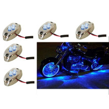 5Pc Blue LED Chrome Modules Motorcycle Chopper Frame Neon Glow Lights Pods Kit - £15.19 GBP
