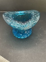 Vintage Fenton Daisy &amp; Button Top Hat Glass Toothpick Trinket Holder Aqu... - $9.90