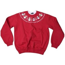 Vtg Womens Sweatshirt Sz S Red Christmas Pullover Crewneck Granny Core Snowman - £13.93 GBP