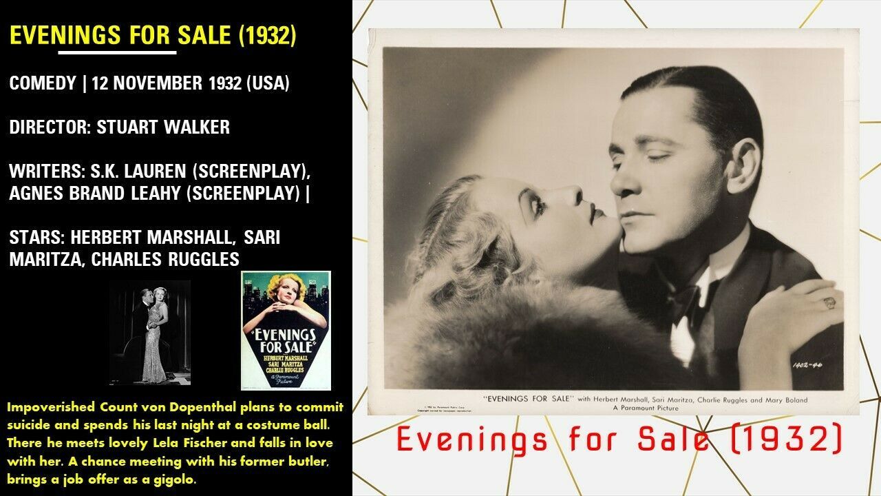 Evenings for Sale (1932) - $6.00