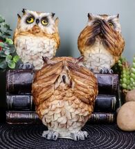 Wisdom Of The Forest See Hear Speak No Evil Great Horned Owls Figurine S... - €21,60 EUR