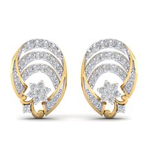 14K Yellow Gold Plated Round AAA+ Cubic Zirconia Swirl Flower Stud Earrings For  - £48.24 GBP