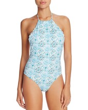 Lovers + Friends Womens Printed Scalloped One-Piece Swimsuit, Blue, M - $58.49