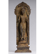 Antigüedad Indonesio Estilo Standing Bronce Javanés Protección Buda - - $1,447.64