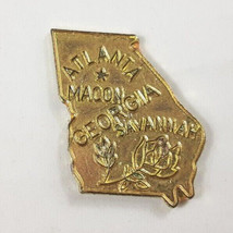 Georgia State Map Pin Gold Tone Vintage 80s Lapel Hat Tac Relief Die Cut - £3.04 GBP