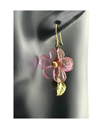 Michael Michaud Pink Impatiens Dangle Wire Earrings - $97.02
