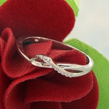 0.06Ct Criss Cross Wedding Band 14k White Gold Over Round Cut Cz Gift (Size 6,7) - £18.21 GBP