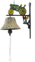 Cast Iron Dinner Bell Green Farm Tractor Colorful Doorbell - £46.40 GBP