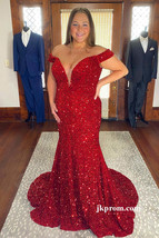 Red Glitter Prom Dress Long,Plus Size Royal Blue Formal Dresses - £134.29 GBP