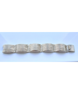 MEXICO 925 STERLING SILVER RIBBED DOME HINCE CHAIN BRACELET 83.5 gram - $417.85 CAD