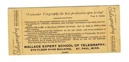 Wallace Expert School Telegraphy &amp; Railroading St Paul Minnesota 1900 Mo... - $34.61