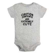 Caution Contents Are Extremely Cute Funny Bodysuits Baby Romper Infant Jumpsuits - £8.19 GBP