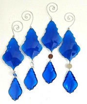 Blue Double Drop With Faux Jewels Ornaments 7 1/2&quot; Set Of 4 Romantic NWOT - $17.75