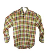 Alan Flusser Shirt Mens Small Long Sleeve Green Plaid Red Retro Cowboy W... - £19.58 GBP