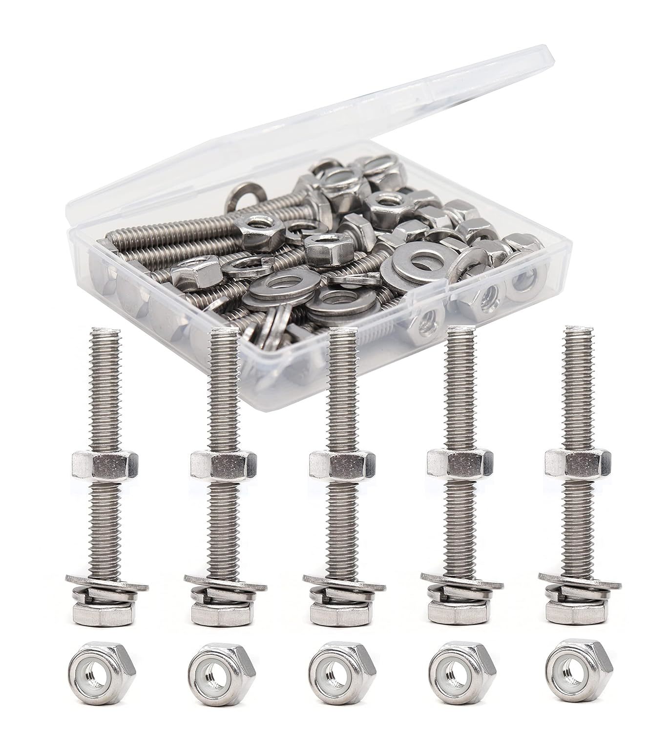 Binifimux 3/8&quot;-16 X 1-1/2&quot; Hex Bolts Washers Nuts Set, 30, 3/8&quot; Flat Was... - $32.99