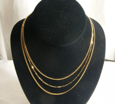 Vintage 3 Strand Chain Gold tone 16&quot; Necklace Monet 16-B - $645.41 MXN