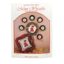 Vintage Cross Stitch Patterns, Mini Wreaths Country Folk Santa Designs for Vines - £8.39 GBP