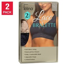 Felina Women&#39;s Lace Bralette, 2-pack Soft Fabric Lining Black &amp; Blue Colors - $18.74