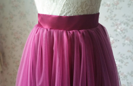 Fuchsia Tulle Maxi Skirt Wedding Guest Plus Size Floor Length Tulle Skirt Outfit image 4