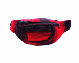 Multicolored Woven Striped Pattern Lightweight Fanny Pack Waist Bag - Handmade B - $17.81