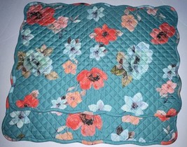 Pioneer Woman Vintage Bloom Floral Reversible Quilted (2) Placemats Teal Red - £14.57 GBP