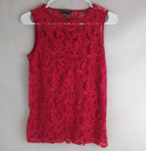 Adrianna Papell Women&#39;s Red Sleeveless Lace Front Lined Blouse Size Small - £13.91 GBP