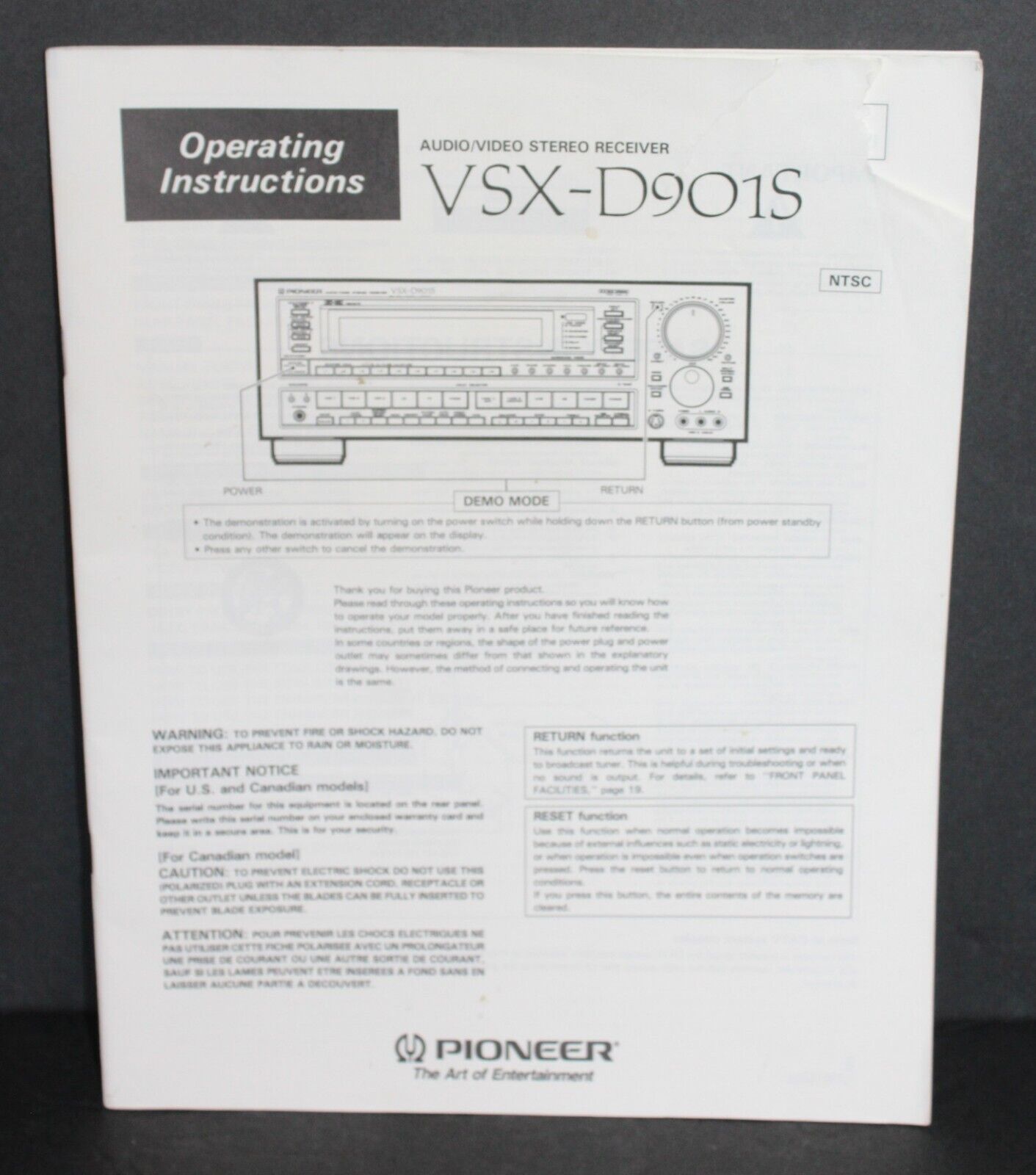 Pioneer VSX-D901S OEM Audio/Video Stereo Receiver Owners Manual ~ 1982 O... - $29.99
