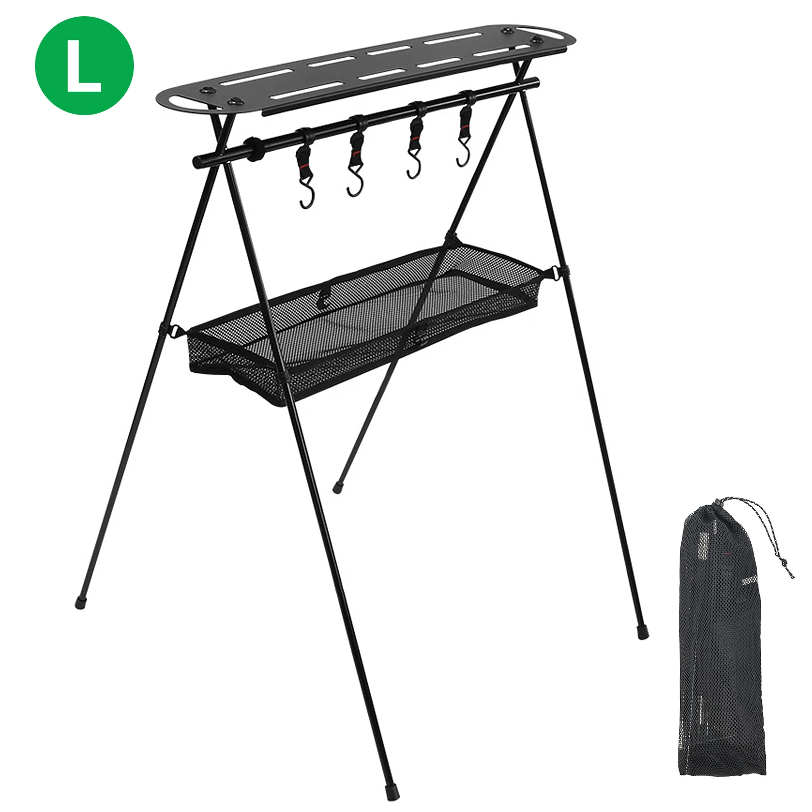 Collapsible Camping Hanging Rack Shelf Portable Cookware Hanger Stand Rack - £33.54 GBP+