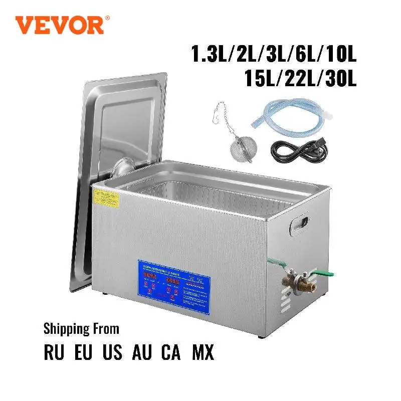 VEVOR 1.3L 2L 3L 6L 10L 15L 22L 30L Ultrasonic Cleaner Lave-Dishes Portable - $89.05+