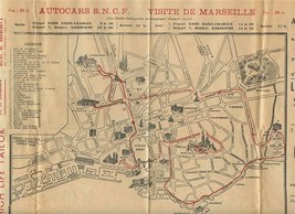 Autocars S N C F Visit to Marseille France 1938 Bus Route Map and Advertising  - £29.59 GBP