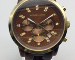 Michael Kors Chronograph Watch Women Faux Tortoise Date 50M New Battery ... - $39.59