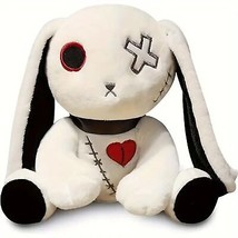 White Gothic Horror Bunny Creepy Cute Stuffed Animal w/ Long Ears Plush Toy - $462.20 MXN