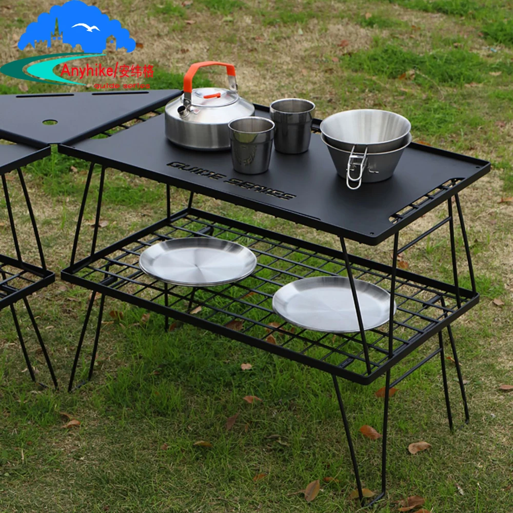 Multifunctional iron shelf for picnic outdoor camp goods rack foldable table thumb200