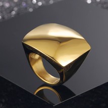 2021 New Fashion Gold Large Rings for Women Party Jewelry Big Square Cocktail Ri - £17.91 GBP