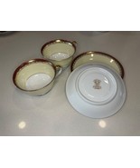 Set of 4 Vintage 1940s Noritake Dubonnet Tea Cups &amp; Saucers – Art Deco, ... - $64.30
