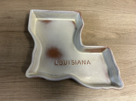 Vtg Goudchaux 8&quot; X 8&quot; Louisiana Shaped Clay Dish Chocolate Fudge Tray Frankoma - $33.66